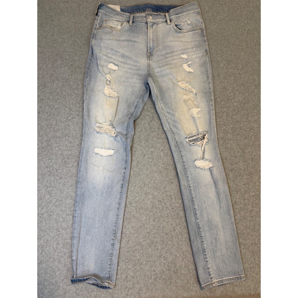 H&M &Denim Mens Skinny Jeans 34x32 Light Wash Blue Coupe Moulante Stretch